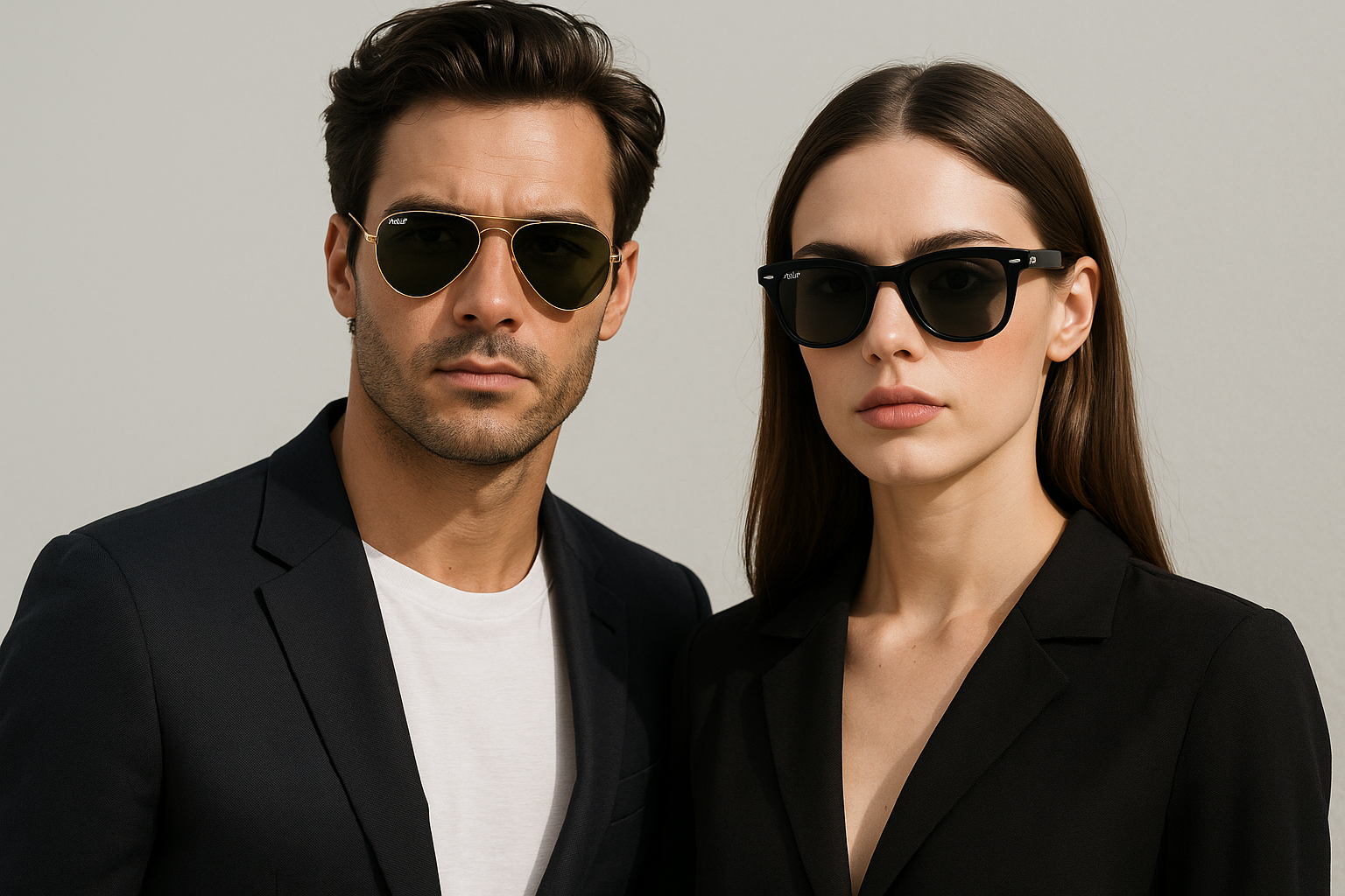 CREA UNA IMAGEN CON UN HOMBRE Y UNA MUJER MODELANDO GAFAS RAYBAN